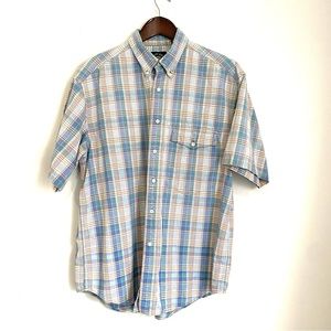 SALTY DOG Mens Large Light Color Plaid Short Sleeve Fitted T-Shirt TT12